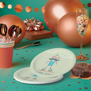 Man On Rollerskates Paper Plates