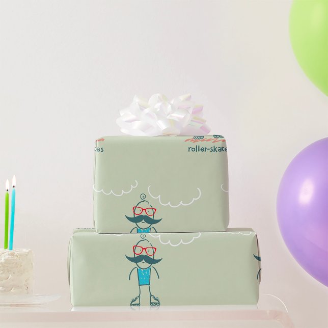 Man On Rollerskates Wrapping Paper (Creator Uploaded)