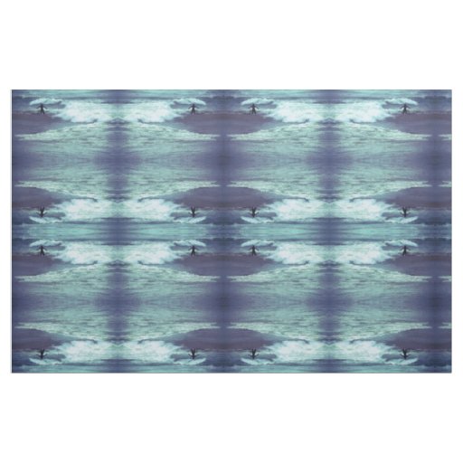 Man on Sea Waves Pattern Fabric