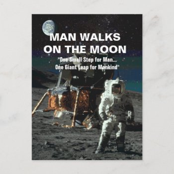 Man On The Moon Giant Leap For Mankind Postcard by stopshop at Zazzle