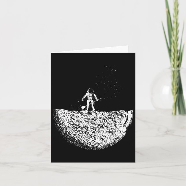 Man On The Moon In A Space Man Suit In Space  Card (Front)