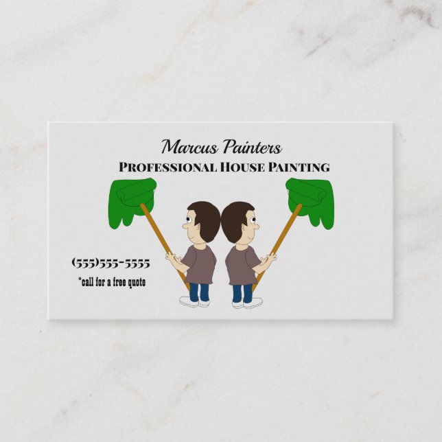 Man Painting Wall Print Professional House Painter Business Card (Front)