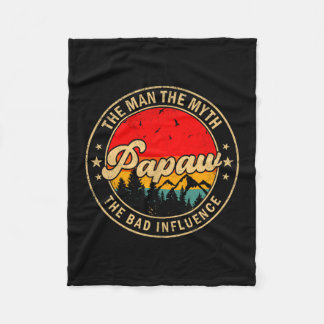 Man Papaw Myth Bad Influence Vintage Fleece Blanket