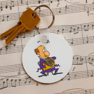 Man Playing A French Horn Keychain