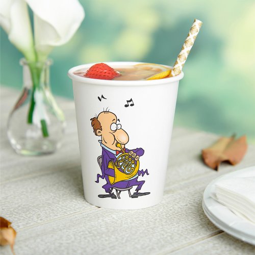 Man Playing A French Horn Paper Cups