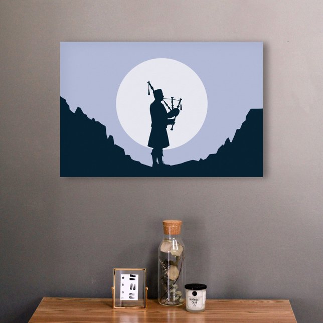 Man playing bagpipes in the moonlight poster (Man playing bagpipes in the moonlight poster)