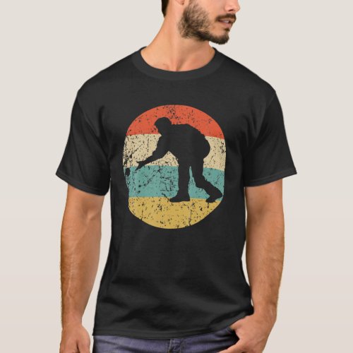 Man Playing Bocce Silhouette Retro Bocce Ball T_Shirt