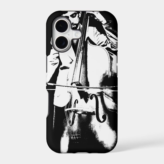 Man Playing contrabass Iphone Case (Back)