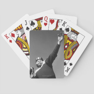 Man Playing Football 2 Poker Cards