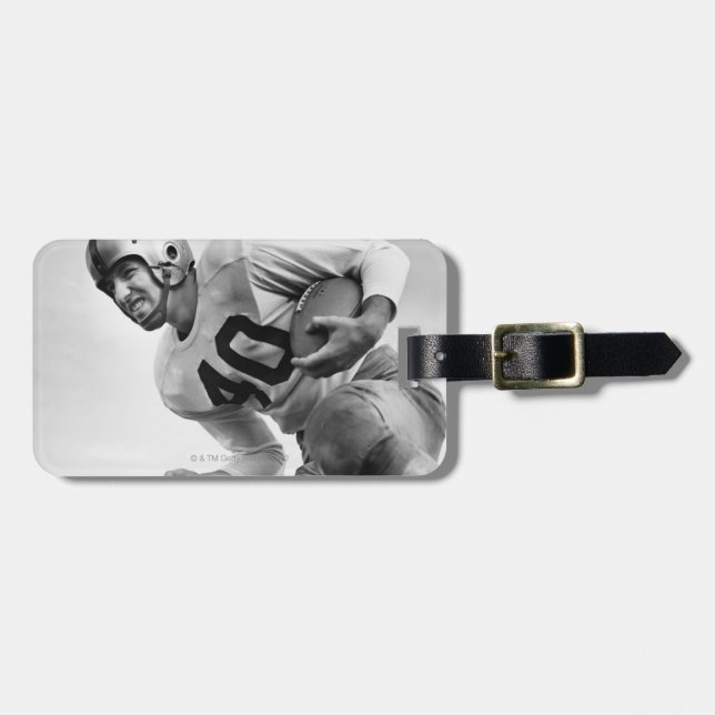 Man Playing Football 3 Luggage Tag (Front Horizontal)