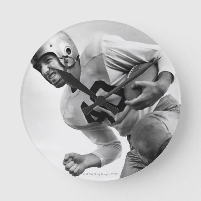 Man Playing Football 3 Round Clock (Front)