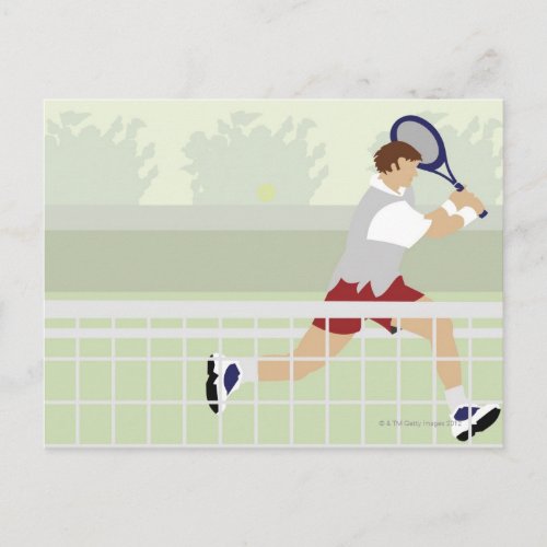 Man playing tennis 2 postcard