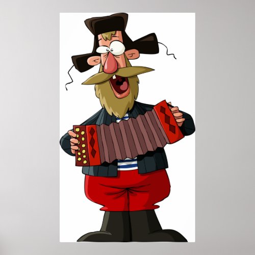 Man Playing The Accordion Poster