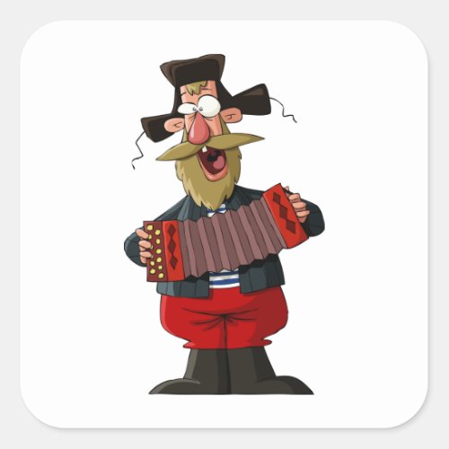 Man Playing The Accordion Square Sticker