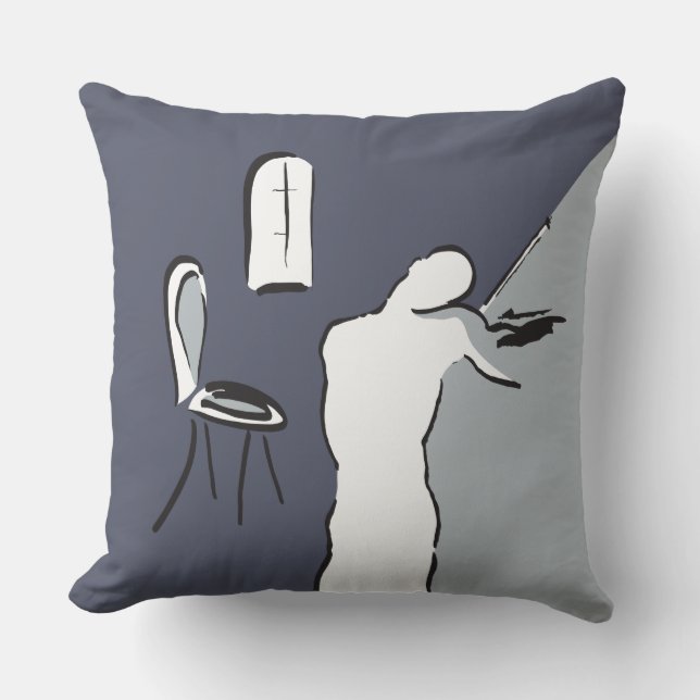 Man Playing Violin Throw Pillow (Front)
