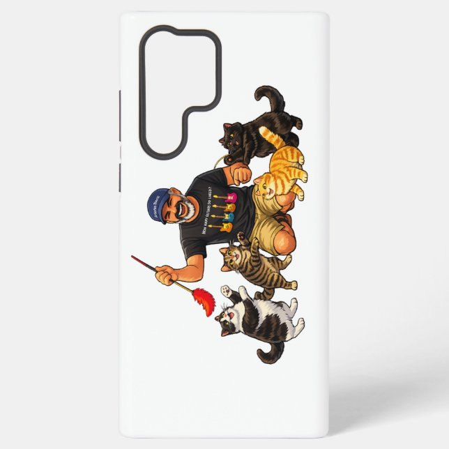 Man playing with his cats samsung galaxy case (Back)
