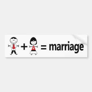 Man Plus Woman Equals Marriage Bumper Sticker