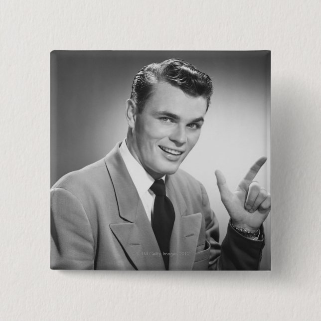 Man Pointing 2 Button (Front)