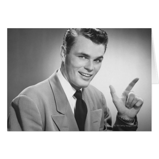 Man Pointing 2 Cards (Front Horizontal)