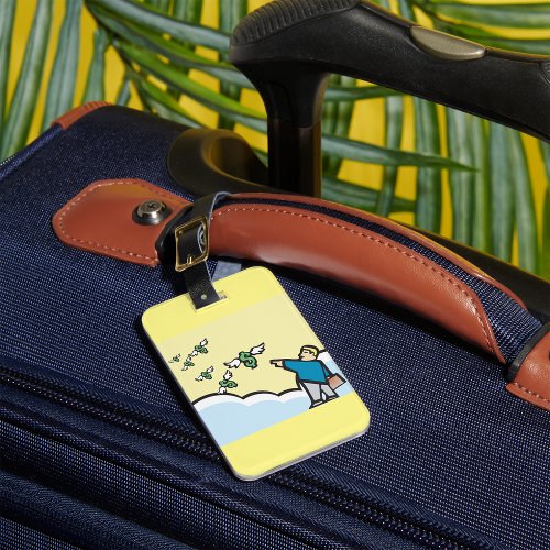 Man Pointing At Money With Wings Luggage Tag