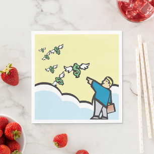 Man Pointing At Money With Wings Napkins