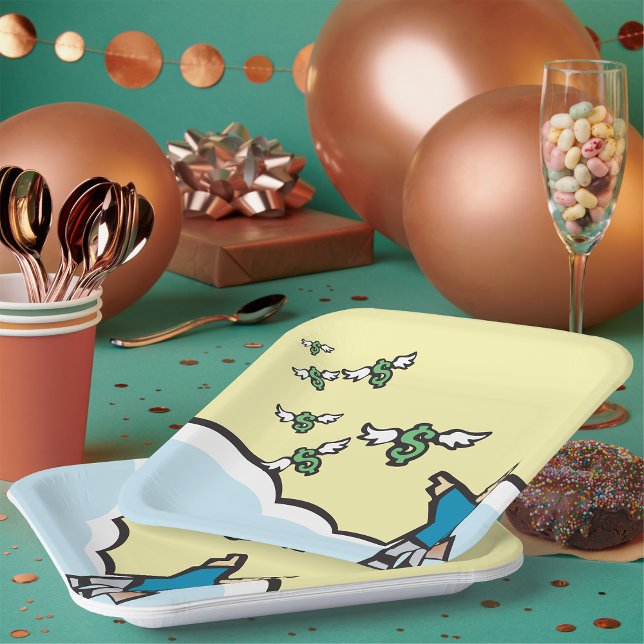 Man Pointing At Money With Wings Paper Plates (Creator Uploaded)