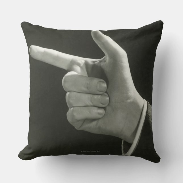 Man Pointing Throw Pillow (Front)