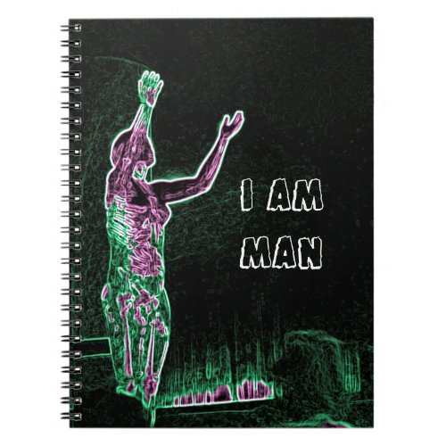 MAN POWER BE PROUD TO BE A MAN NEON VINTAGE COOL NOTEBOOK