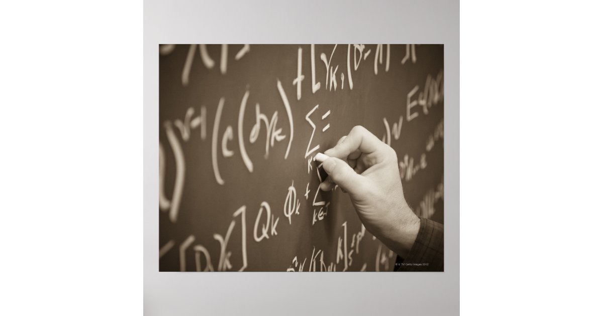 Man printing math equations on a chalkboard poster | Zazzle