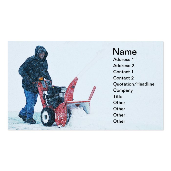 man pushing a snowblower business cards