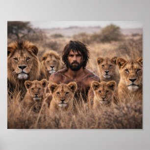 Man Raised by Lions Pride Wildlife Poster
