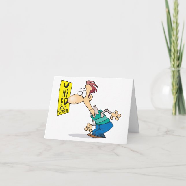 Man Reading An Eye Chart Letterpress Thank You Card (Front)
