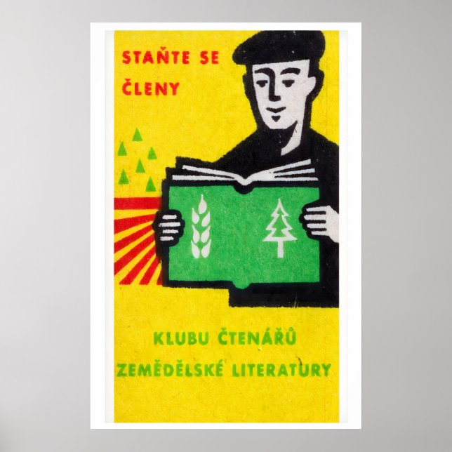 Man Reading Book - Matchbox Print - Czech Wall Art (Front)