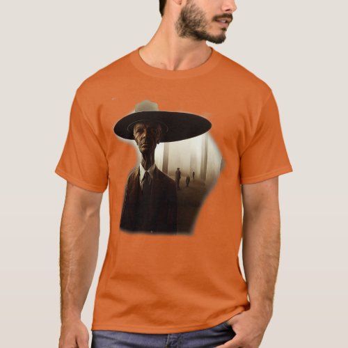 Man Realizing Oil Artwork Styled T_Shirt