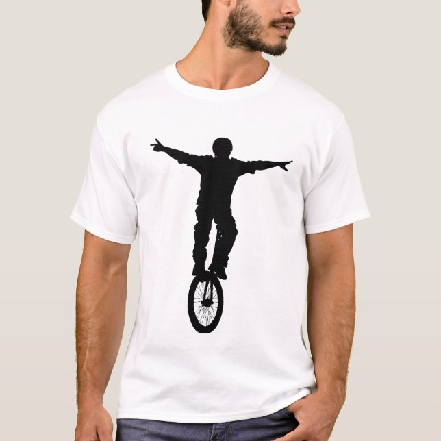 Man Riding a Unicycle Silhouette T-Shirt (Front)