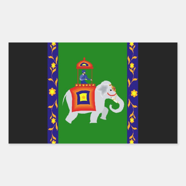 Man riding Elephant Rectangular Sticker (Front)
