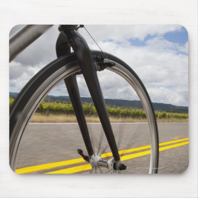 Man road biking at high speed POV Mouse Pad (Front)