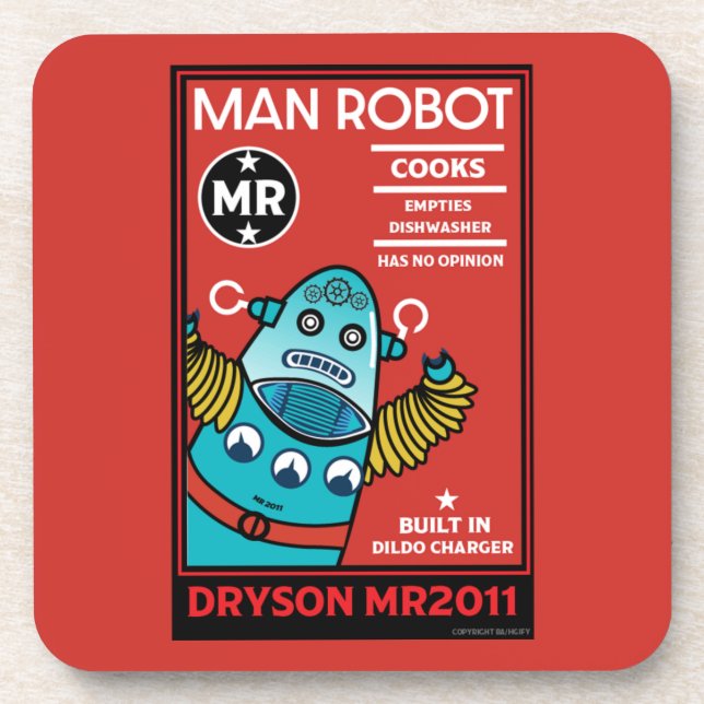 Man Robot The Perfect Man    Beverage Coaster (Front)