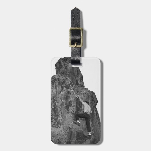 Man Rock Climbing Luggage Tag (Front Vertical)