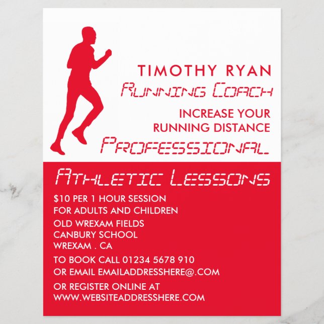Man Running, Athletics Lesson Advertising Flyer (Front)