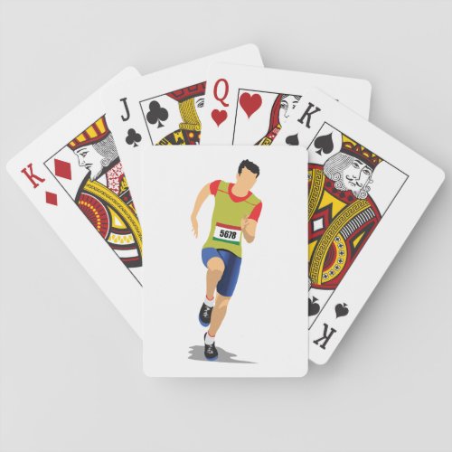 Man Running Athletics Playing Cards