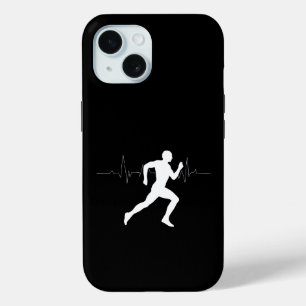 Man Running Runners Silhouette Black Background  iPhone 15 Case