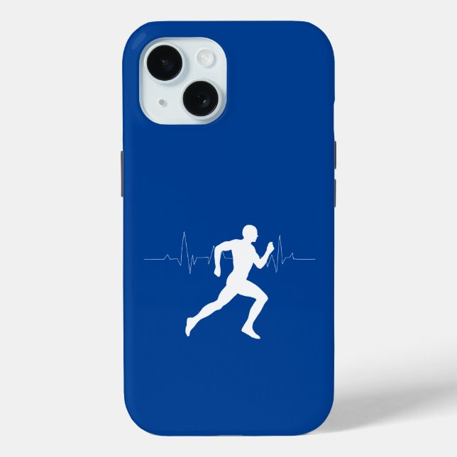 Man Running Runners Silhouette Deep Blue Case-Mate iPhone Case (Back)