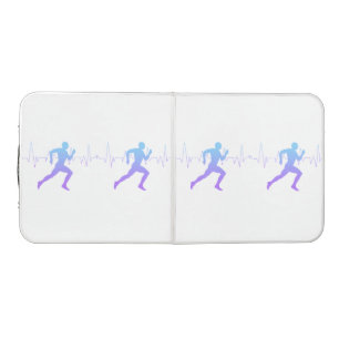 Man Running Runners Silhouette Gradient Heartbeat  Beer Pong Table