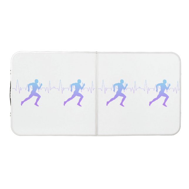 Man Running Runners Silhouette Gradient Heartbeat  Beer Pong Table (Top)