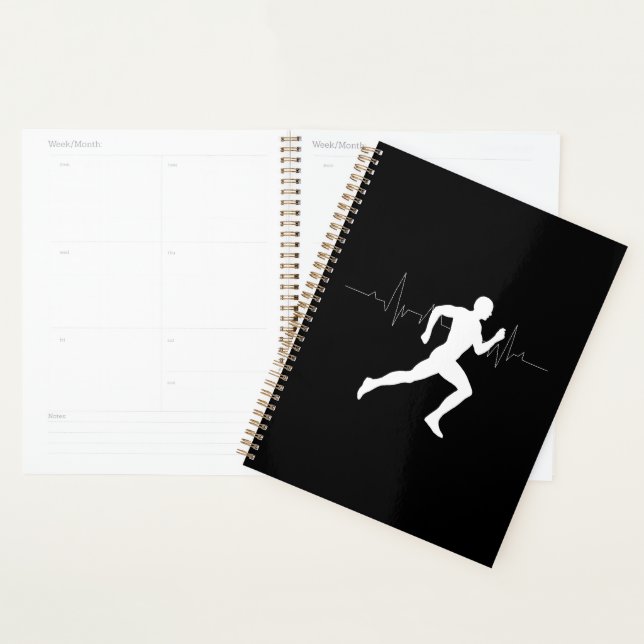 Man Running Runners Silhouette HeartBeat Line  Planner (Display)