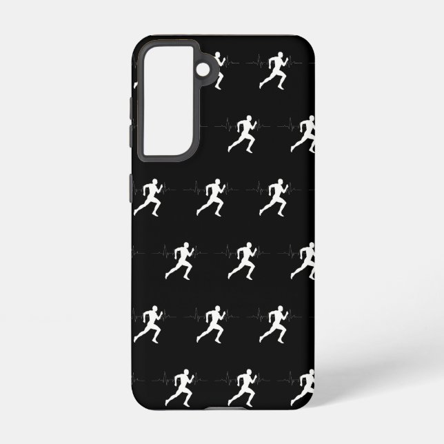 Man Running Runners Silhouette HeartBeat Line  Samsung Galaxy Case (Back)