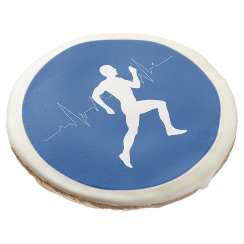 Man Running Runners Silhouette on Blue Background  Sugar Cookie