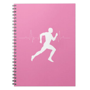 Man Running Runners Silhouette on Pink Background Notebook