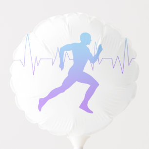 Man Running Silhouette Gradient & Heartbeat Line  Balloon